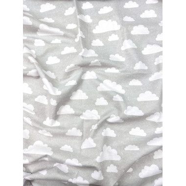 Фланелевая пеленка 110х90см Серая с облаками #11 (байка)