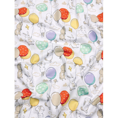 Фланелевая пеленка 110х90см Зайчики с шариками #13 (байка)