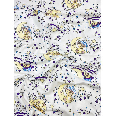 Фланелевая пеленка 110х90см Мишка на луне #33 (байка)