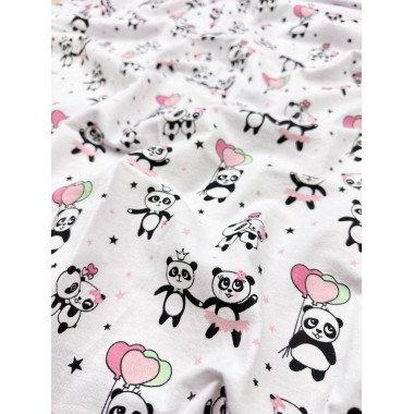 Фланелевая пеленка 110х90см Панды розовые #32 (байка)