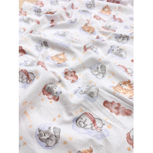 Фланелевая пеленка 110х90см Спящие зверьки #34 (байка)