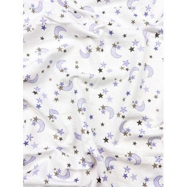 Фланелевая пеленка 110х90см Луна и звездочки #36 (байка)