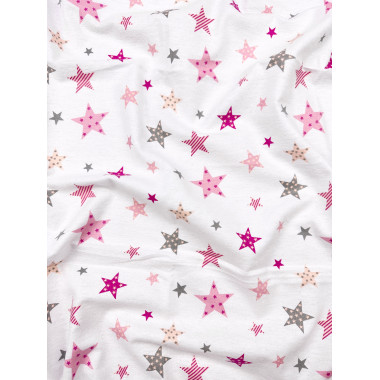 Фланелевая пеленка 110х90см Звездочки розово-серые #37 (байка)