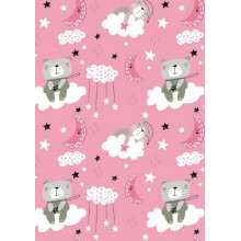 Фланелевая пеленка 110х90см Мишка на облачке, розовый #25 (байка) Фланелевая пеленка 110х90см Мишка на облачке, розовый #25 (байка)