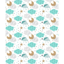 Фланелевая пеленка 110х90см Облака с луной, голубые #28 (байка) Фланелевая пеленка 110х90см Облака с луной, голубые #28 (байка)