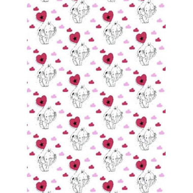 Фланелевая пеленка 110х90см Слоники с розовым шариком #30 (байка)