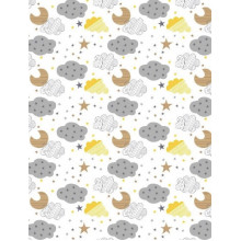 Фланелевая пеленка 110х90см Облака с луной, желто-серые #29 (байка) Фланелевая пеленка 110х90см Облака с луной, желто-серые #29 (байка)