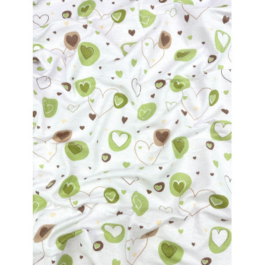Фланелевая пеленка 110х90см Сердечки зеленые #6 (байка)