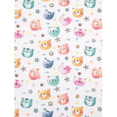 Фланелевая пеленка 110х90см Котики разноцветные #47 (байка)