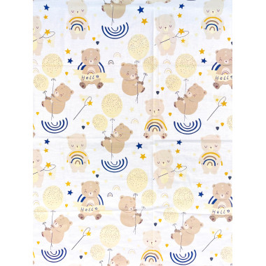 Фланелевая пеленка 110х90см Мишка с радугой #52 (байка)
