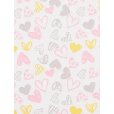 Фланелевая пеленка 110х90см Сердечки розовые #9 (байка)