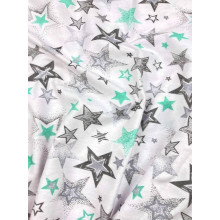 Фланелевая пеленка байковая #18 Звездочки серо-бирюзовые