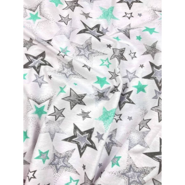Фланелевая пеленка байковая #18 Звездочки серо-бирюзовые