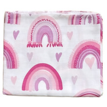 Муслиновая пеленка 100х80 см Радуга розовая #38
