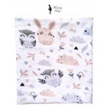 Муслиновая пеленка 100х80 см Совы и зайчики #10