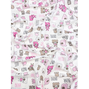 Пеленка ситец 110х100 см Мишки розовые #19