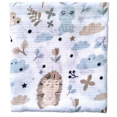 Муслиновая пеленка Mommy Bag №9 Ёжики и зайчики