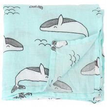 Муслиновая пеленка 120х120 см Киты #26