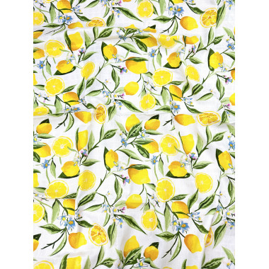 Муслиновая пеленка 100х80 см Лимоны с листьями #13