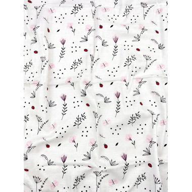 Муслиновая пеленка Mommy Bag №23 Розовые цветочки с бабочками