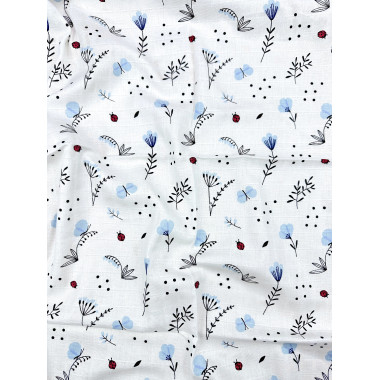 Муслиновая пеленка Mommy Bag №14 Голубые цветочки с бабочками