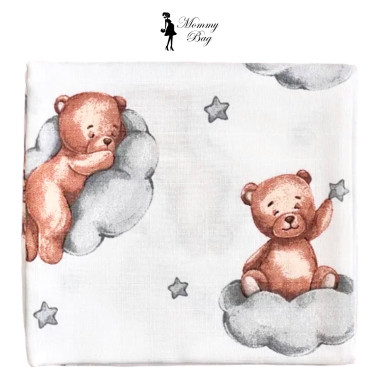 Муслиновая пеленка 100х80 см Мишка на облаке #34