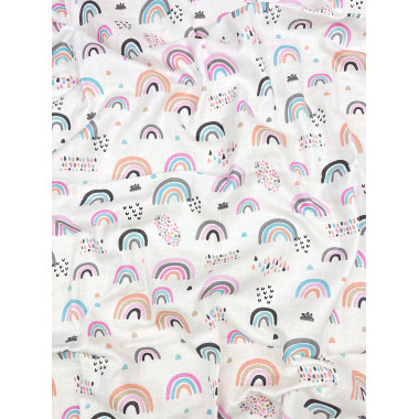 Муслиновая пеленка 100х80 см Розовые радуги #29