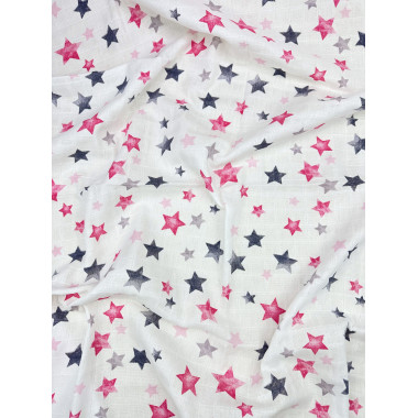 Муслиновая пеленка 100х80 см Звездочки розово-серые #28