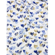 Муслиновая пеленка 100х80 см Сердечки сине-золотые #19