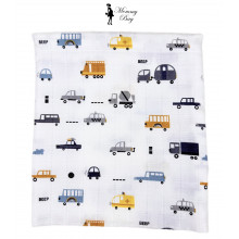 Муслиновая пеленка 100х80 см Машинки #24