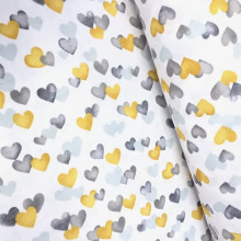 Муслиновая пеленка 100х80 см Сердечки серо-золотые #35