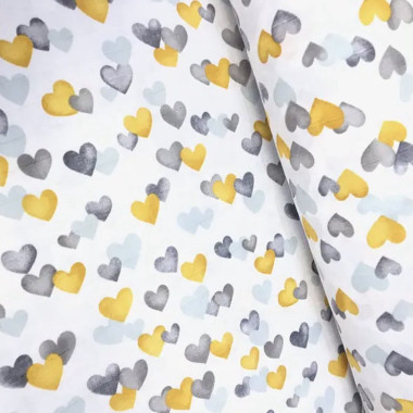 Муслиновая пеленка 100х80 см Сердечки серо-золотые #35