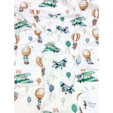 Непромокаемая пеленка многоразовая 100×70 см Зверюшки на самолетиках #34