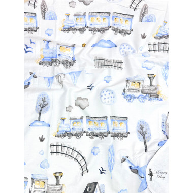 Непромокаемая пеленка многоразовая  100×70 см Паровозики #33