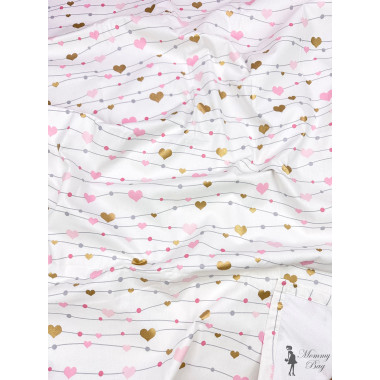 Непромокаемая пеленка многоразовая 100×70 см Водопад из розовато-золотых сердечек #17