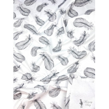 Непромокаемая пеленка многоразовая 100×70 см Перья серые #5