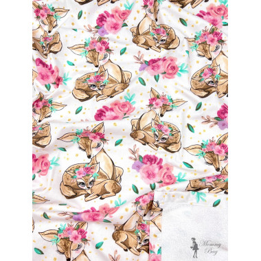 Непромокаемая пеленка многоразовая 100×70 см Оленята с цветочками – #1