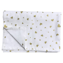 Непромокаемая пеленка многоразовая Белая с золотыми сердечками (глитер) #40