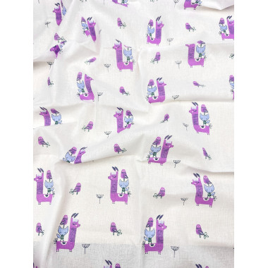 Пеленка ситец 110х100 см Ламы Лавандовые #17