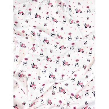 Пеленка ситец 110х100 см Панды розовые #14