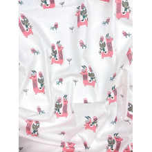 Пеленка ситец 110х100 см Ламы Розовые #10