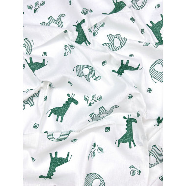 Пеленка ситец 110х100 см Зеленые слоники #4
