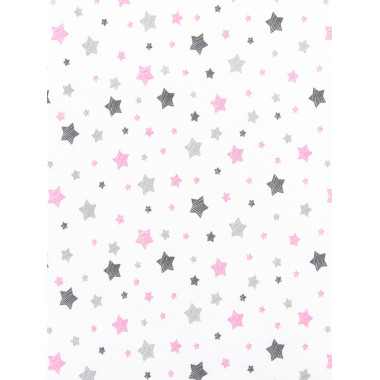 Пеленка ситец 110х100 см Звездочки серо-розовые #25