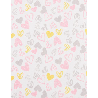 Пеленка ситец 110х100 см Сердечки розовато-серые #21