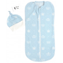 Евро-пеленка кокон на молнии с шапочкой Синие короны #7