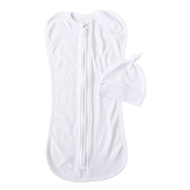 Евро пеленка кокон на молнии с шапочкой Белый (ажур) №103 (0-6 мес)