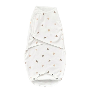 Евро пеленка кокон на липучках Карамельные сердечки (байка) №118 (0-6 мес)