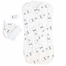 Евро-пеленка кокон на молнии с шапочкой Молоко #1