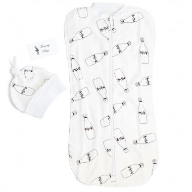 Евро-пеленка кокон на молнии с шапочкой Молоко #1