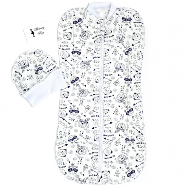 Евро-пеленка кокон на молнии с шапочкой Мишки-индейцы #4